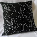 blue leaf cushion cover